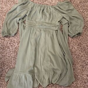 Elegant Backless Green Dress